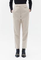 Women Beige High Rise Carrot Fit Pants