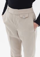 Women Beige High Rise Carrot Fit Pants