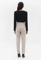 Women Beige High Rise Carrot Fit Pants