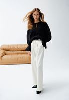 Women Cream High Rise Wide Leg Pants