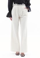 Women Cream High Rise Wide Leg Pants