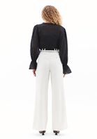 Women Cream High Rise Wide Leg Pants