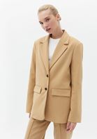 Women Beige Oversize Jacket with Buttons