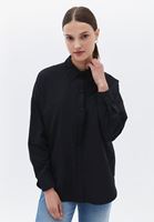 Women Black Oversize Poplin Shirt