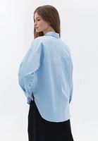 Women Blue Cotton Loose Fit Shirt