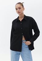 Women Black Cotton Loose Fit Shirt