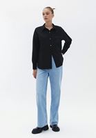 Women Black Cotton Loose Fit Shirt