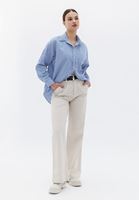 Women Blue Oversize Shirt with Pocket