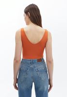 Women Orange Bodysuit With V-Neck