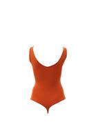 Women Orange Bodysuit With V-Neck