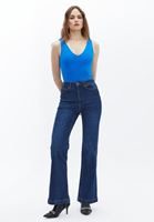 Women Blue Bodysuit With V-Neck