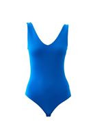 Women Blue Bodysuit With V-Neck