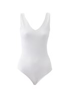 Women White Bodysuit With V-Neck