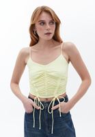 Women Yellow Gathered Crop Singlet