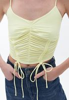 Women Yellow Gathered Crop Singlet