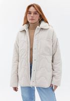 Women Cream Oversize Quilted Coat