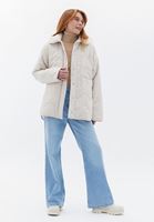 Women Cream Oversize Quilted Coat