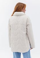 Women Cream Oversize Quilted Coat