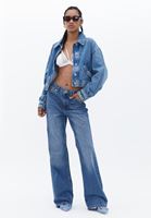 Crop Denim Ceket ve Denim Pantolon Kombini