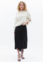 Women Black Ultra High Rise Skirt with Lace Detail