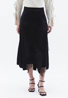 Women Black Ultra High Rise Skirt with Lace Detail