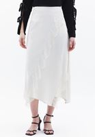 Women Cream Ultra High Rise Skirt with Lace Detail