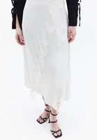 Women Cream Ultra High Rise Skirt with Lace Detail