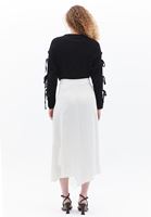 Women Cream Ultra High Rise Skirt with Lace Detail