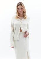 Women Cream Satin Shirt with Buttons