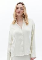 Women Cream Satin Shirt with Buttons