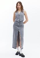 Women Blue High Rise Long Denim Skirt