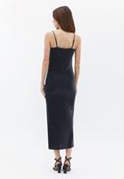 Women Black Silvery Dress with Straps