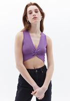 Bayan Mor Burgu Detaylı Crop Top