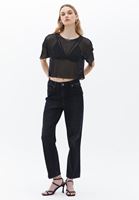 Bayan Siyah Oversize Crop Tişört