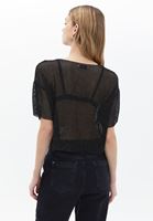 Bayan Siyah Oversize Crop Tişört