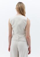 Women Cream Linen Blended Vest