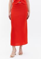 Women Orange Linen Blended High Rise Skirt