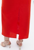 Women Orange Linen Blended High Rise Skirt