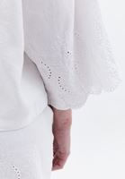 Women White Linen Blended Embroidered Shirt