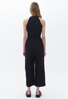 Women Black Linen Blended Straight Fit Pants