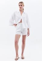 Women White Linen Blended Ultra High Rise