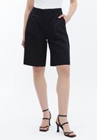 Women Black Linen Blended High Rise Shorts