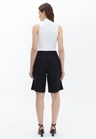 Women Black Linen Blended High Rise Shorts