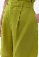 Women Green Linen Blended High Rise Shorts