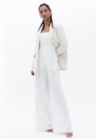 Women Cream Strapless Wide Leg Jumpsuit