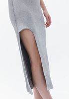 Women Silver High Rise Maxi Skirt