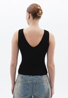 Women Black V-Neck Singlet