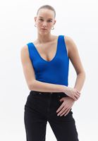 Women Blue V-Neck Singlet