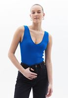 Women Blue V-Neck Singlet