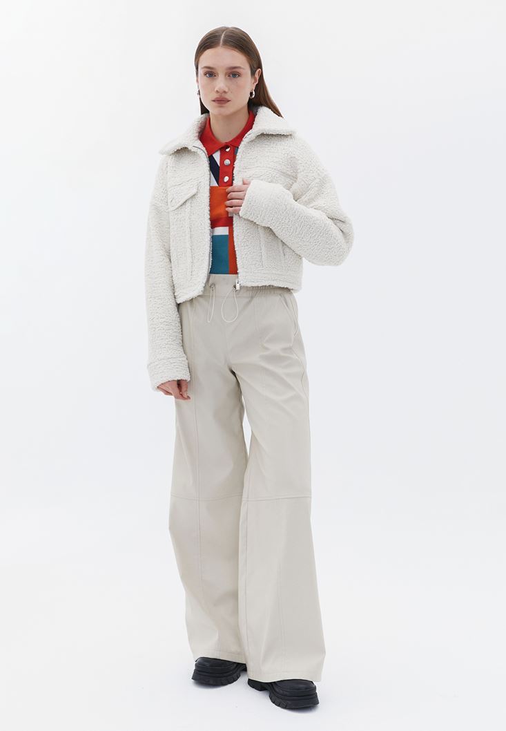 Women Mixed Polo Neck Sweater